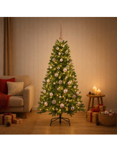 Albero di Natale artificiale con palline 150 cm 150 LED