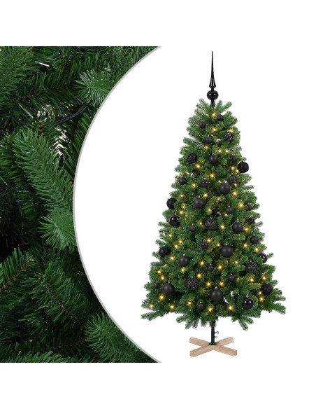 Albero di Natale artificiale con palline 150 cm 150 LED