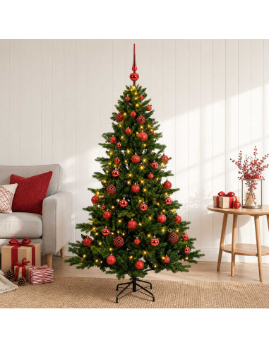 Albero di Natale artificiale con palline 150 cm 150 LED