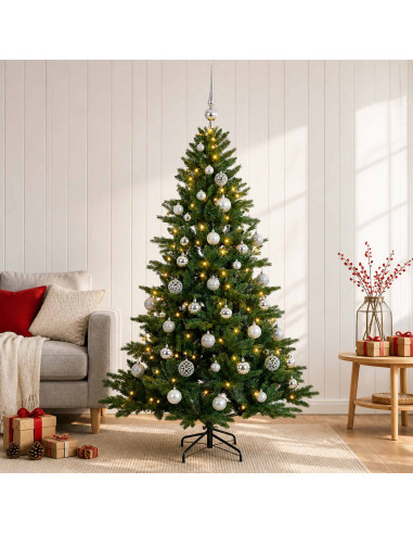 Albero di Natale artificiale con palline 150 cm 150 LED