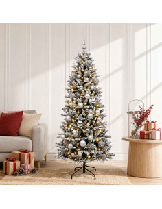 Albero di Natale artificiale con palline 150 cm 150 LED