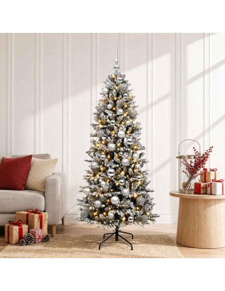 Albero di Natale artificiale con palline 150 cm 150 LED