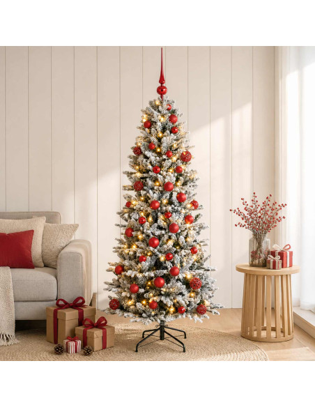 Albero di Natale artificiale con palline 150 cm 150 LED