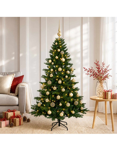 Albero di Natale artificiale con palline 150 cm 150 LED
