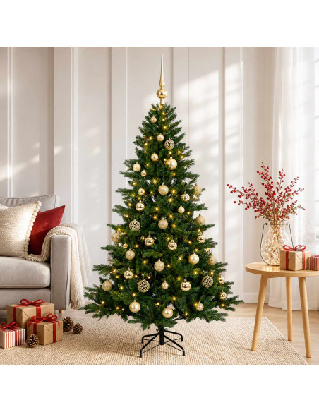 Albero di Natale artificiale con palline 150 cm 150 LED