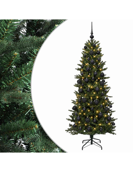 Albero di Natale artificiale con palline 180 cm 300 LED