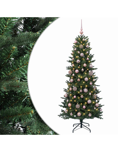 Albero di Natale artificiale con palline 180 cm 300 LED