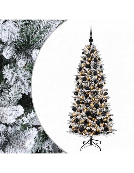 Albero di Natale artificiale con palline 180 cm 300 LED