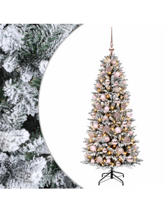 Albero di Natale artificiale con palline 180 cm 300 LED