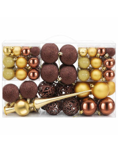 Set di Palline di Natale 111 pz Marrone e oro 6 cm Polistirolo 2