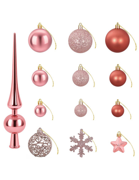Set di Palline di Natale 111 pz Rosa antico 6 cm Polistirolo