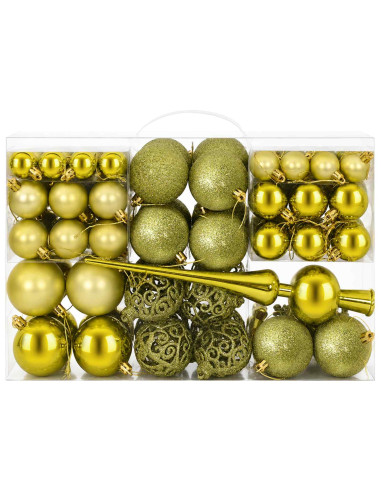 Set di Palline di Natale 111 pz Verde chiaro 6 cm Polistirolo