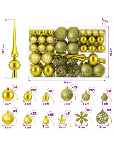 Set di Palline di Natale 111 pz Verde chiaro 6 cm Polistirolo
