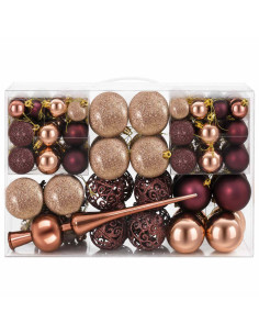 Set di Palline di Natale 111 pz Champagne e marrone 6 cm 2
