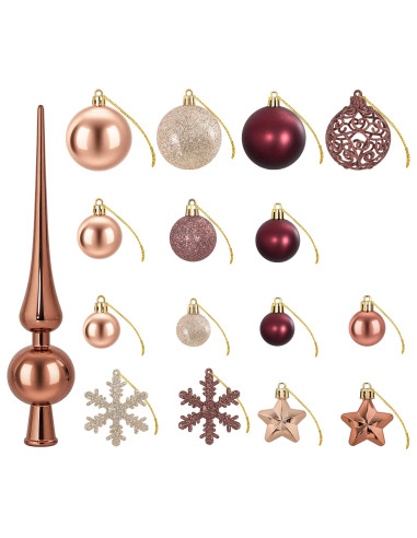 Set di Palline di Natale 111 pz Champagne e marrone 6 cm