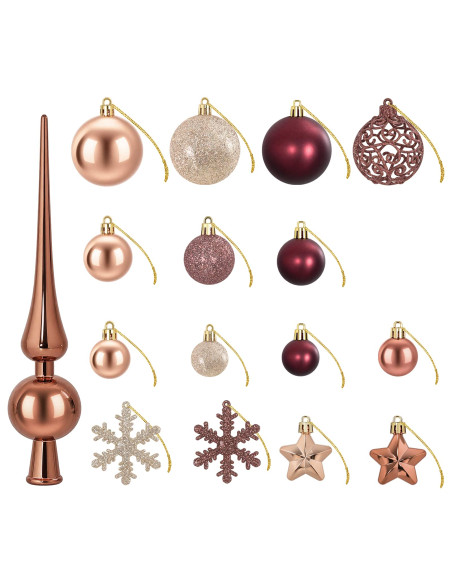 Set di Palline di Natale 111 pz Champagne e marrone 6 cm