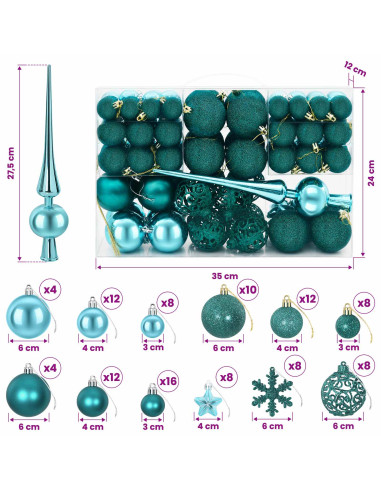 Set di Palline di Natale 111 pz Verde 6 cm Polistirolo