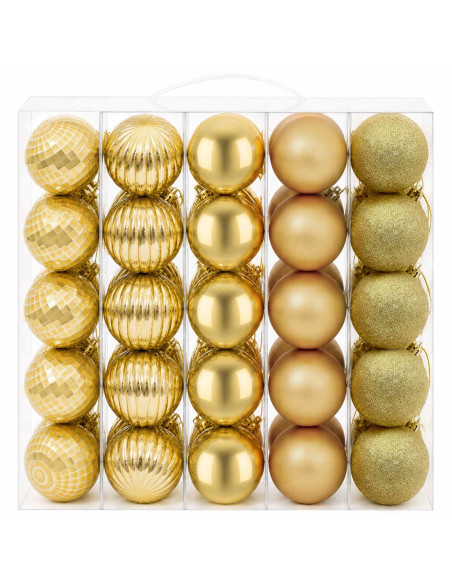 Set di Palline di Natale 75 pz Oro 6 cm Polistirolo