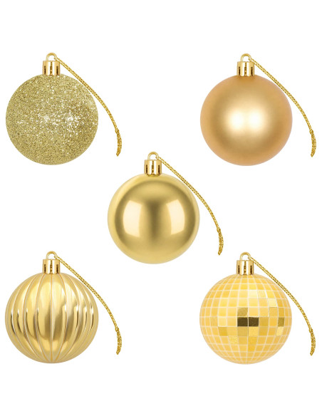 Set di Palline di Natale 75 pz Oro 6 cm Polistirolo