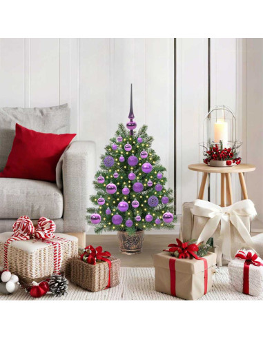 Albero di Natale artificiale con 150 LED Verde 75 cm PE e PVC