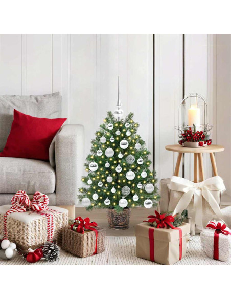 Albero di Natale artificiale con 150 LED Verde 75 cm PE e PVC
