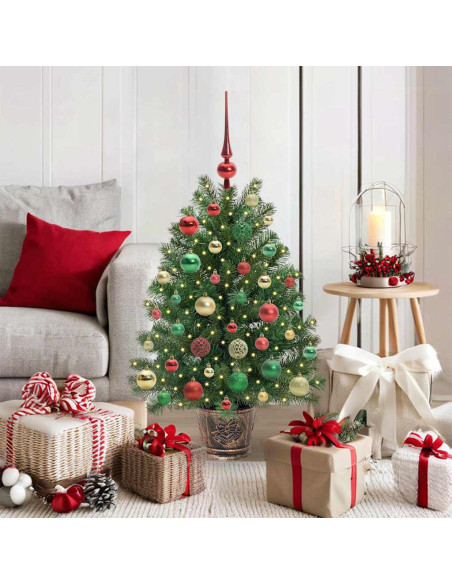 Albero di Natale artificiale con 150 LED Verde 95 cm PE e PVC