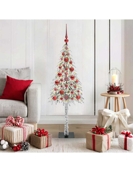 Albero di Natale con 150 LED Bianco 120 cm PE e Acciaio