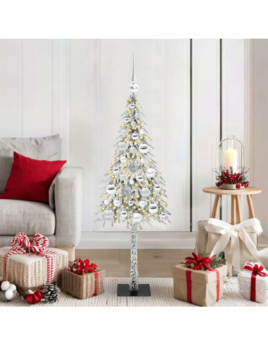 Albero di Natale con 150 LED Bianco 120 cm PE e Acciaio