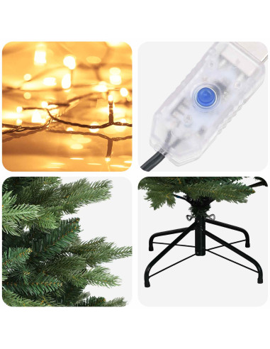 Albero di Natale Artificiale con Rami Pieghevoli 120 cm 150 LED