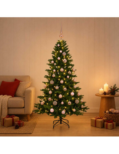 Albero di Natale artificiale con palline 120 cm 150 LED