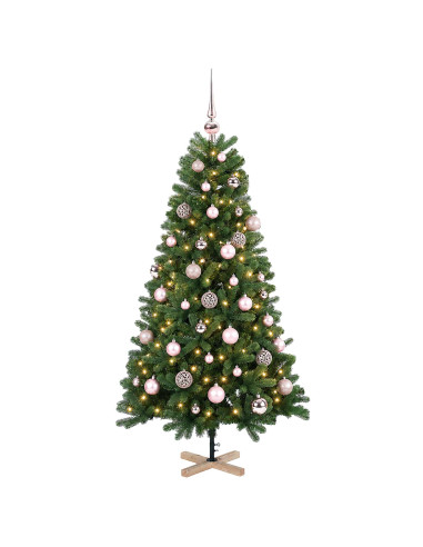 Albero di Natale artificiale con palline 120 cm 150 LED