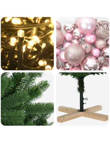 Albero di Natale artificiale con palline 120 cm 150 LED