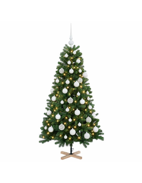 Albero di Natale artificiale con palline 120 cm 150 LED
