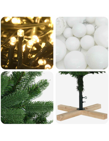 Albero di Natale artificiale con palline 120 cm 150 LED