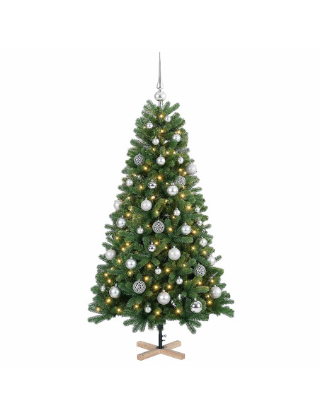 Albero di Natale artificiale con palline 120 cm 150 LED