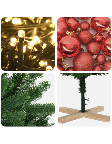 Albero di Natale artificiale con palline 120 cm 150 LED