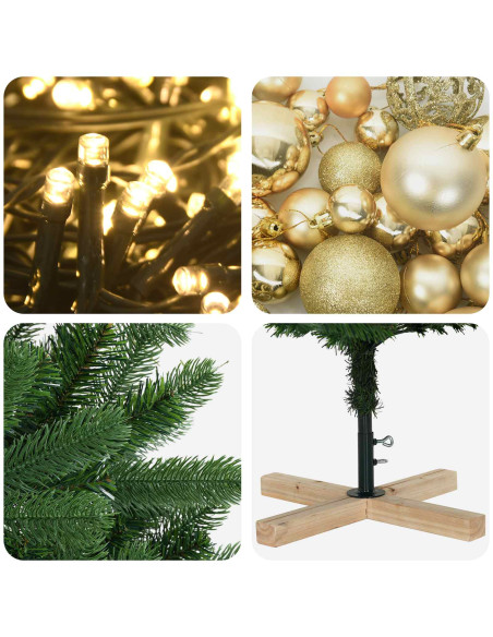 Albero di Natale artificiale con palline 120 cm 150 LED