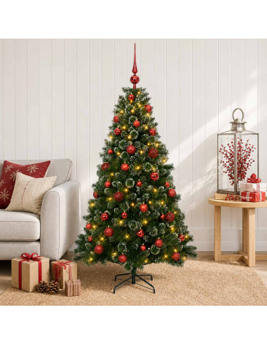Albero di Natale artificiale con palline 150 cm 150 LED