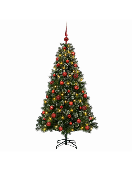 Albero di Natale artificiale con palline 150 cm 150 LED