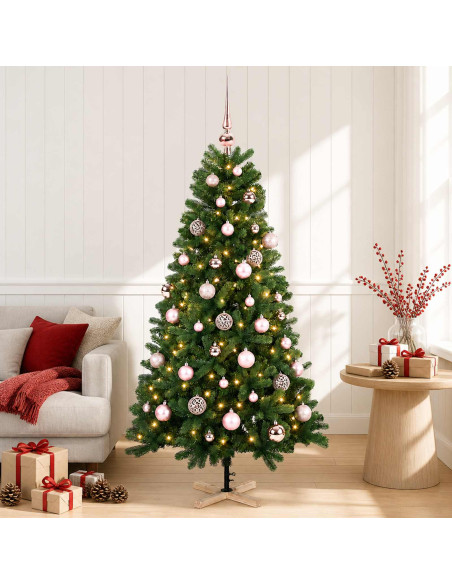 Albero di Natale artificiale con palline 150 cm 150 LED