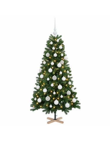 Albero di Natale artificiale con palline 150 cm 150 LED