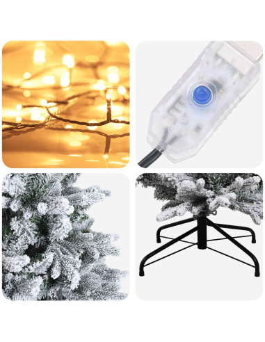 Albero di Natale Artificiale con Rami Pieghevoli 150 cm 150 LED