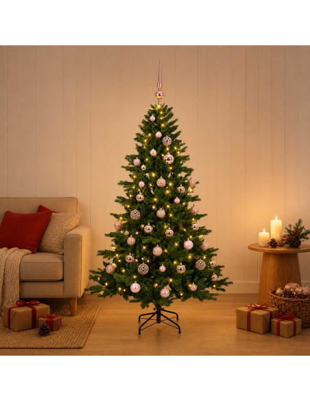 Albero di Natale artificiale con palline 150 cm 150 LED