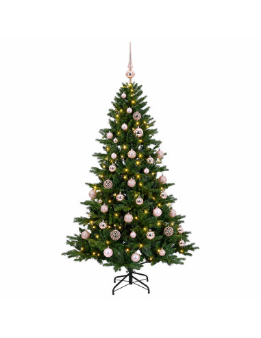 Albero di Natale artificiale con palline 150 cm 150 LED