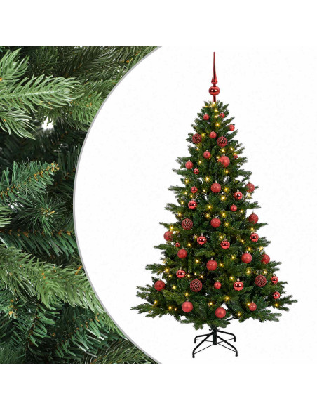 Albero di Natale artificiale con palline 150 cm 150 LED