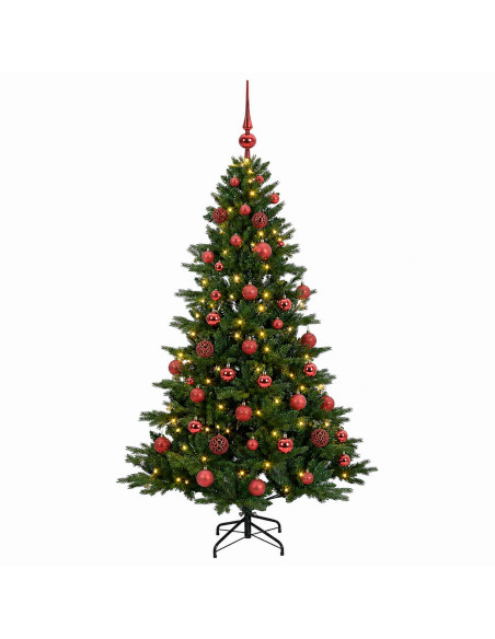 Albero di Natale artificiale con palline 150 cm 150 LED