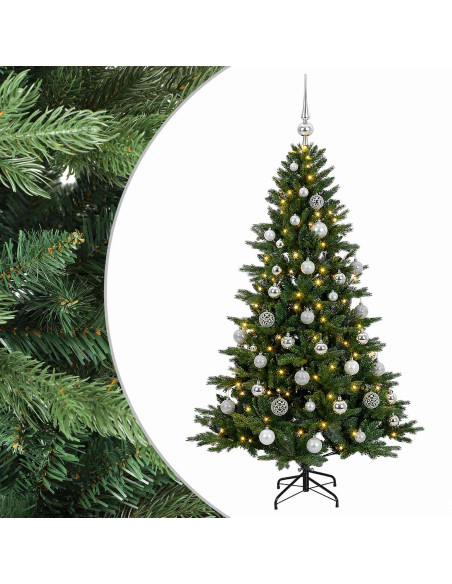 Albero di Natale artificiale con palline 150 cm 150 LED