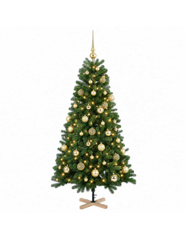 Albero di Natale artificiale con palline 150 cm 150 LED