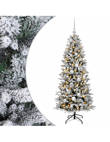 Albero di Natale artificiale con palline 150 cm 150 LED