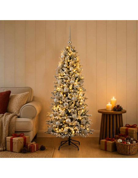 Albero di Natale artificiale con palline 150 cm 150 LED